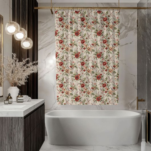 Romantic Pastel Curtain Shabby Chic Bloom Design Douchegordijn