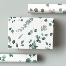 Romantic Pastel & Donkergroen, roze Eucalyptus Inpakpapier Vel