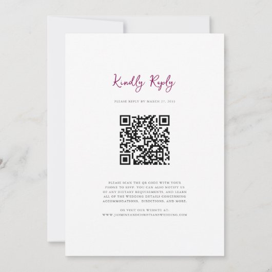 Romantic Pastel Floral all in one wedding qr code  Kaart (Achterkant)