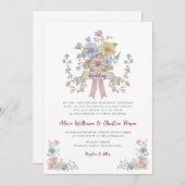 Romantic Pastel Floral all in one wedding qr code  Kaart (Voorkant / Achterkant)