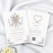 Romantic Pastel Floral all in one wedding qr code  Kaart