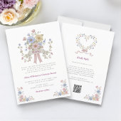 Romantic Pastel Floral all in one wedding qr code  Kaart