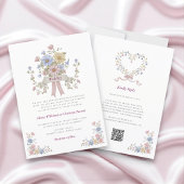 Romantic Pastel Floral all in one wedding qr code  Kaart