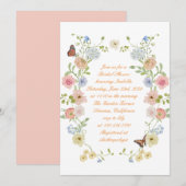 Romantic Pastel Floral Bridal Shower Invitation Kaart (Voorkant / Achterkant)