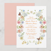Romantic Pastel Floral Garden Wedding Invitation Kaart (Voorkant / Achterkant)