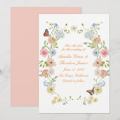 Romantic Pastel Floral Save the Date Card Kaart (Voorkant / Achterkant)
