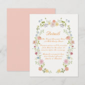 Romantic Pastel Floral Wedding Details Card Informatiekaartje (Voorkant / Achterkant)