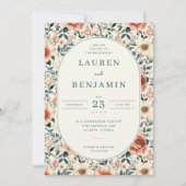 Romantic Pastel Floral Wedding Invitation Kaart (Voorkant)