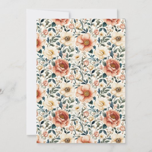 Romantic Pastel Floral Wedding Invitation Kaart (Achterkant)