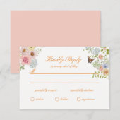 Romantic Pastel Floral Wedding RSVP Card Informatiekaartje (Voorkant / Achterkant)