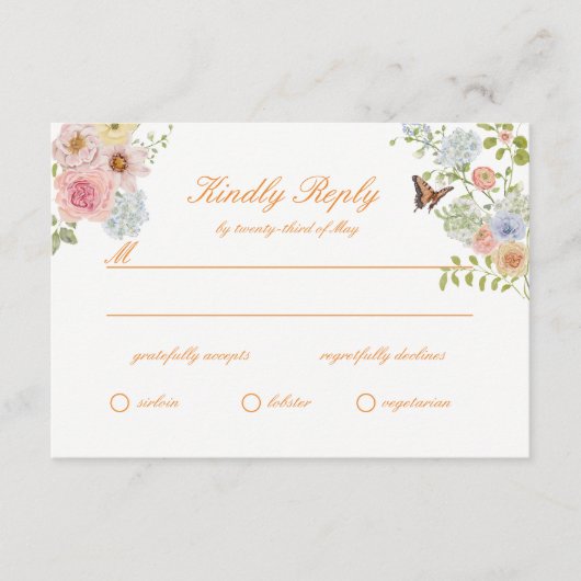 Romantic Pastel Floral Wedding RSVP Card Informatiekaartje (Voorkant)