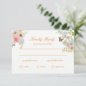 Romantic Pastel Floral Wedding RSVP Card Informatiekaartje (Staand voorkant)