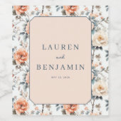Romantic Pastel Floral Wijn Etiket (Enkel label)