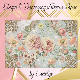 Romantic Pastel Florals Blues Decoupage/Tissue Tissuepapier