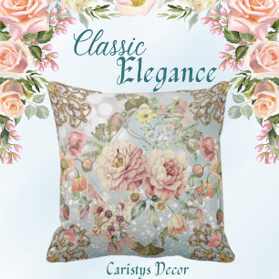 Romantic Pastel Florals Blues Kussen