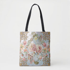 Romantic Pastel Florals Blues Tote Bag