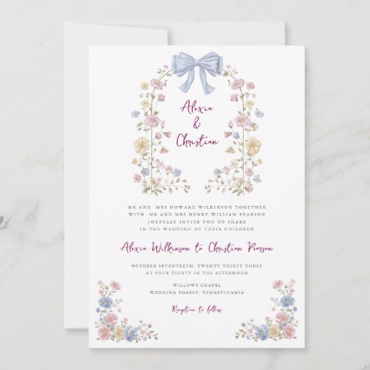 Romantic Pastel Flower Garden Wedding Invite Kaart (Voorkant)