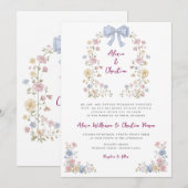 Romantic Pastel Flower Garden Wedding Invite Kaart (Voorkant / Achterkant)