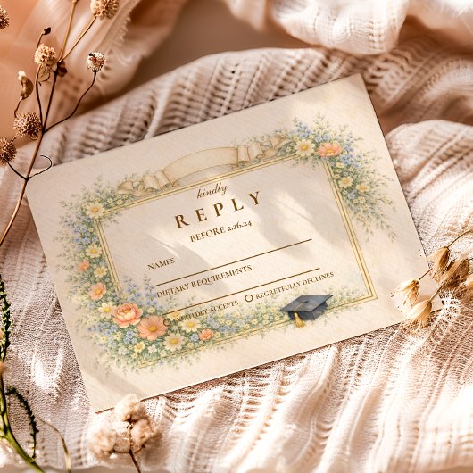 Romantic Pastel Graduation Party RSVP Kaartje