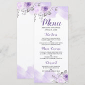 Romantic Pastel Paars Floral Chic Wedding Menu (Voorkant / Achterkant)