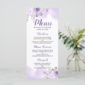 Romantic Pastel Paars Floral Chic Wedding Menu (Staand voorkant)