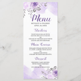 Romantic Pastel Paars Floral Chic Wedding Menu