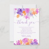 Romantic pastel paars oranje baby shower bedankkaart (Voorkant)