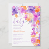 Romantic pastel paars oranje baby shower kaart (Voorkant)