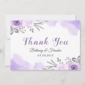 Romantic Pastel Paarse Floral Waterverf Bedankkaart (Voorkant)