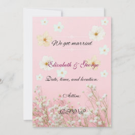 Romantic Pastel Pink and White Floral Wedding Invi Kaart