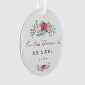 Romantic Pastel Pink Floral Garland Weduwfoto Ornament (voorkant)