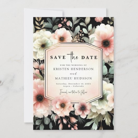Romantic Pastel Pink Floral Wedding Save The Date (Voorkant)