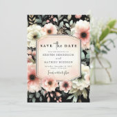 Romantic Pastel Pink Floral Wedding Save The Date (Staand voorkant)