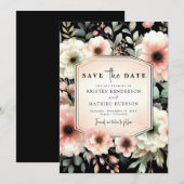Romantic Pastel Pink Floral Wedding Save The Date (Voorkant / Achterkant)