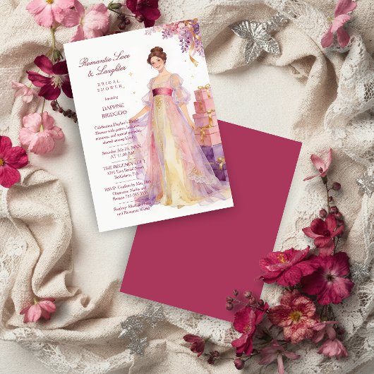 Romantic Pastel Regency Lady Floral Wisteria Kaart