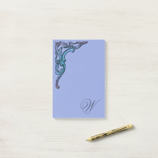 Romantic Pastel Steampunk Gothic Monogrammen Post-it® Notes (Op bureau)