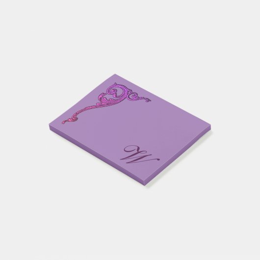 Romantic Pastel Steampunk Gothic Monogrammen Post-it® Notes (Schuin)