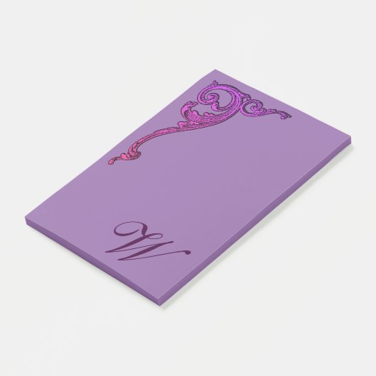 Romantic Pastel Steampunk Gothic Monogrammen Post-it® Notes (Schuin)