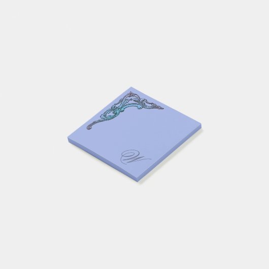 Romantic Pastel Steampunk Gothic Monogrammen Post-it® Notes (Schuin)