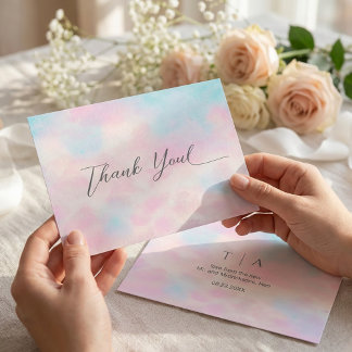 Romantic Pastel Thank You Card – Soft Pink & Blue  Bedankkaart