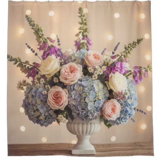 Romantic Pastel Urn Arrangement Douchegordijn (Voorkant)