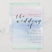 ©Romantic Pastel Waterverf Typografie Weddenschap Kaart (Voorkant / Achterkant)