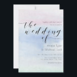 ©Romantic Pastel Waterverf Typografie Weddenschap Kaart<br><div class="desc">Artistieke Pastel Waterverf Typography Wedding Invitation,  in romantische tinten van kleuren blauw,  wazig roze en bleek groen,  voor u om met uw gebeurtenisspecificaties aan te passen.</div>