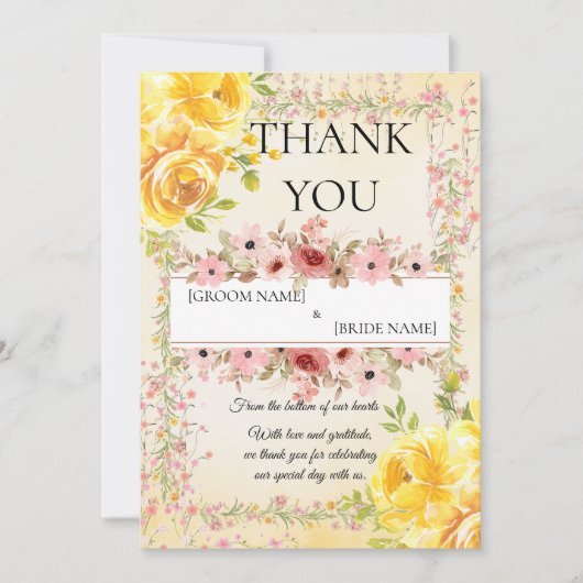 Romantic Pastel Wedding Stationery Bedankkaart (Voorkant)
