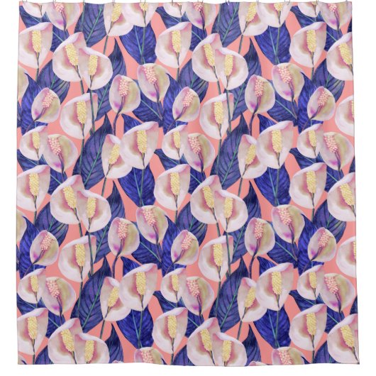 Romantic Peace Lily Pattern Douchegordijn (Voorkant)