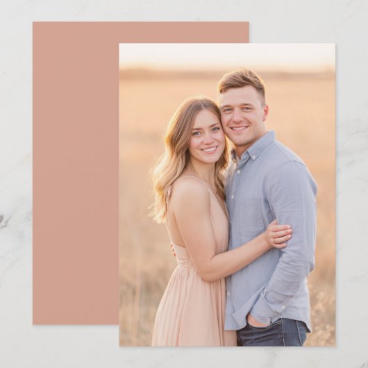 Romantic Peach Blue Photo Kaart (Voorkant / Achterkant)