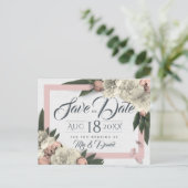 Romantic Peach en White Floral Peonies Briefkaart (Staand voorkant)