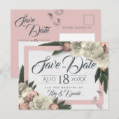 Romantic Peach en White Floral Peonies Briefkaart (Voorkant / Achterkant)
