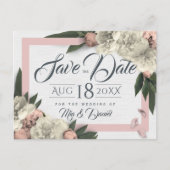 Romantic Peach en White Floral Peonies Briefkaart (Voorkant)