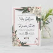 Romantic Peach en White Floral Peonies Kaart (Staand voorkant)